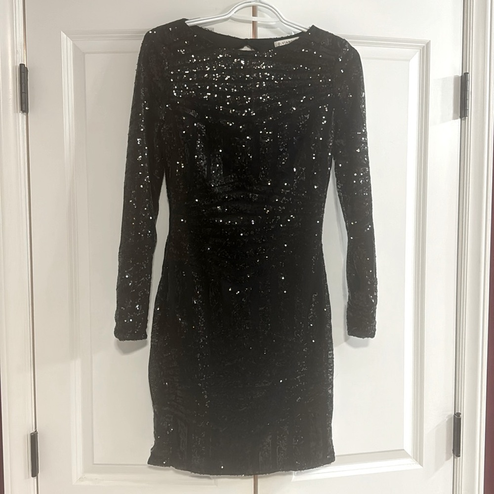 Black sequin mini dress• O. Vianca• size medium